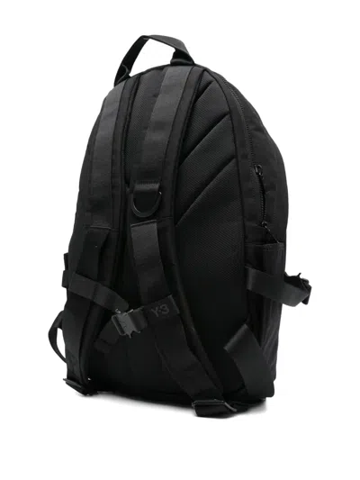 Y-3 Functional Cordura Backpack With Embossed Logo And Adjustable Features In Black