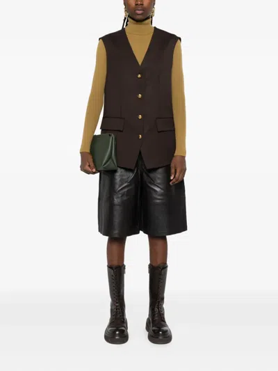 P.a.r.o.s.h Button-fastening Flap-pocket Gilet In Brown