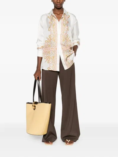 Pierre-louis Mascia Pierre Louis Mascia Embroidered Silk Shirt In White
