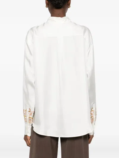 Pierre-louis Mascia Pierre Louis Mascia Embroidered Silk Shirt In White