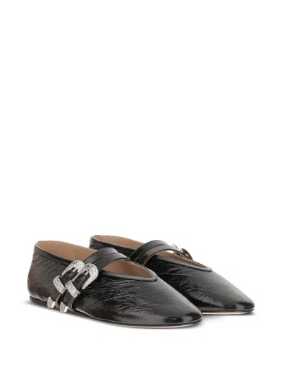 Le Monde Beryl Claudia Laminated Leather Ballerina Flats In Black