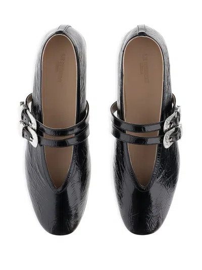 Le Monde Beryl Claudia Laminated Leather Ballerina Flats In Black