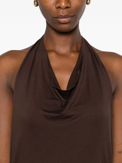 Gimaguas Sleeveless Maxi Dress Halter Neckline In Brown