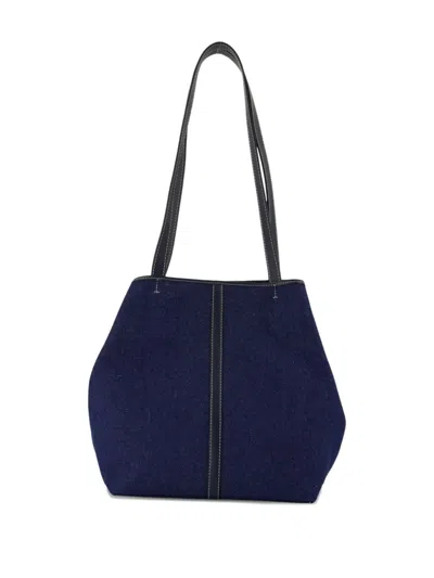 Vanessa Bruno Small Daily Double-handle Cotton Shoulder Bag In Blue