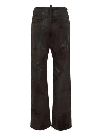 Dsquared2 Leather Trousers In Black