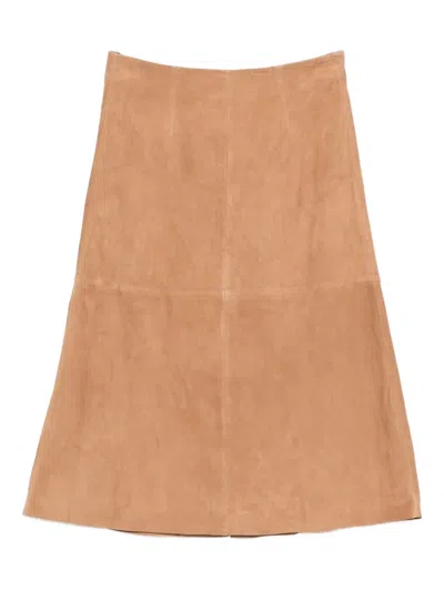 Arma Philipa Suede A-line Midi Skirt In Pink