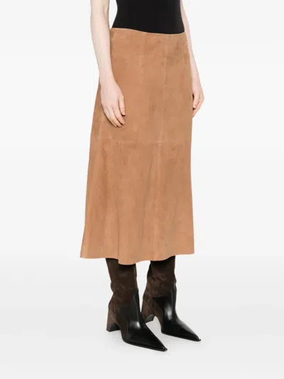 Arma Philipa Suede A-line Midi Skirt In Pink