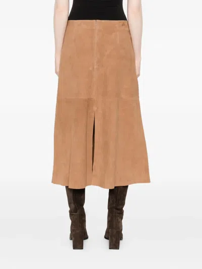 Arma Philipa Suede A-line Midi Skirt In Pink