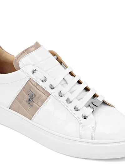 Billionaire Crocodile-effect Leather Sneakers In White