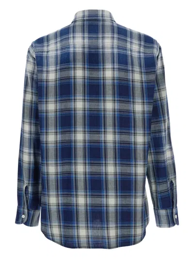 Dsquared2 Checked Pattern Shirt With Pockets And Collar In Blue