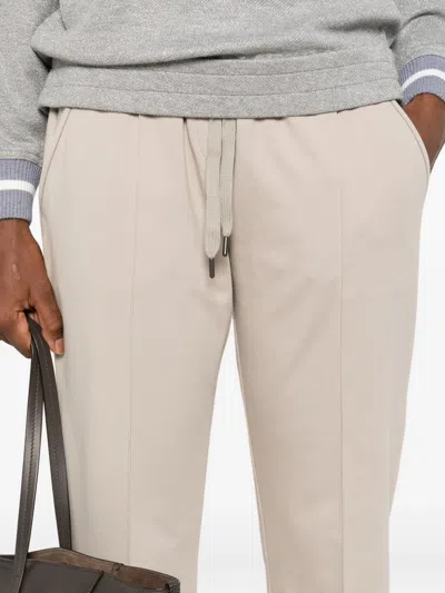 Brunello Cucinelli Cotton Joggers With Elastic Waistband And Side Pockets In Neutral