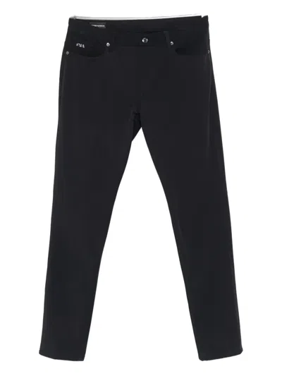 Emporio Armani Cotton Denim Trousers With Front And Back Pockets In Black