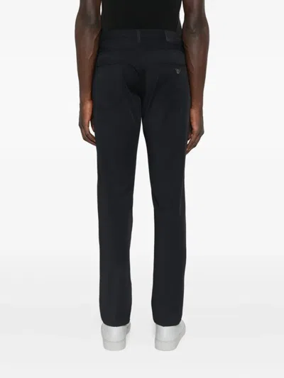 Emporio Armani Cotton Denim Trousers With Front And Back Pockets In Black
