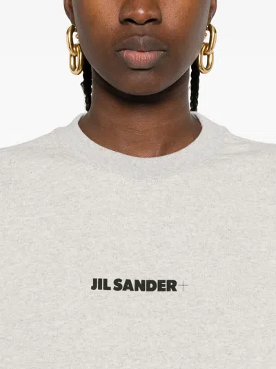 Jil Sander Grey Logo-embroidered Cotton Sweatshirt In Gray