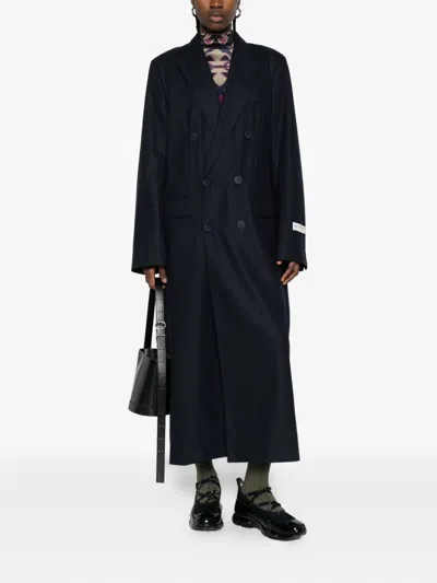 Fiorucci Wool-blend Double-breasted Coat In Blue