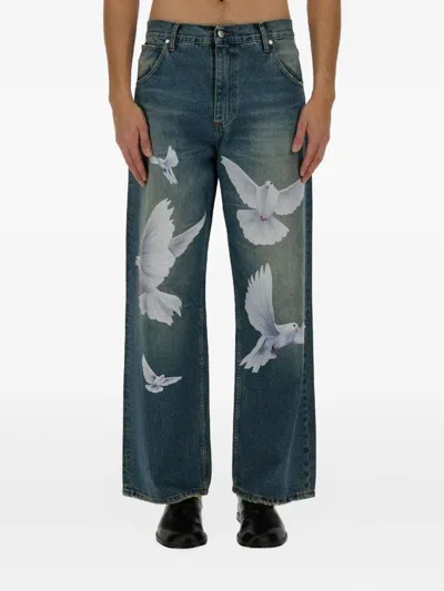 FREEDOM DOVES 直筒牛仔裤