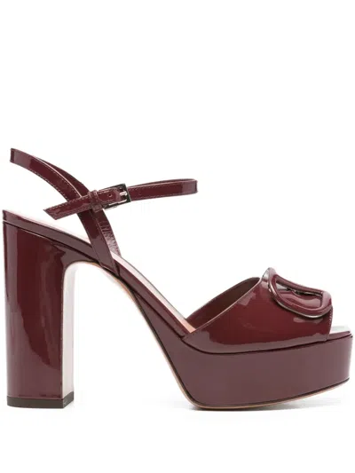 Valentino Garavani Valentino Vlogo 115 Patent Platform Sandal In Burgundy