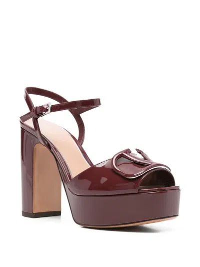 Valentino Garavani Valentino Vlogo 115 Patent Platform Sandal In Burgundy