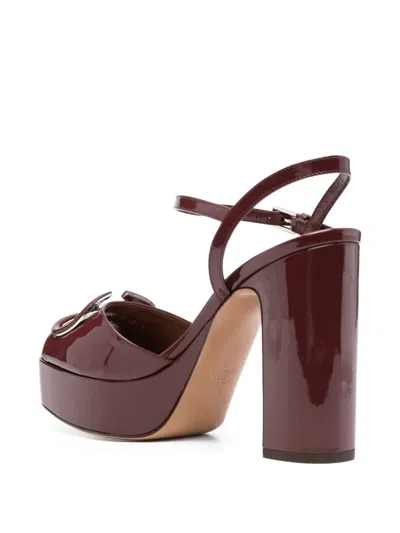 Valentino Garavani Valentino Vlogo 115 Patent Platform Sandal In Burgundy