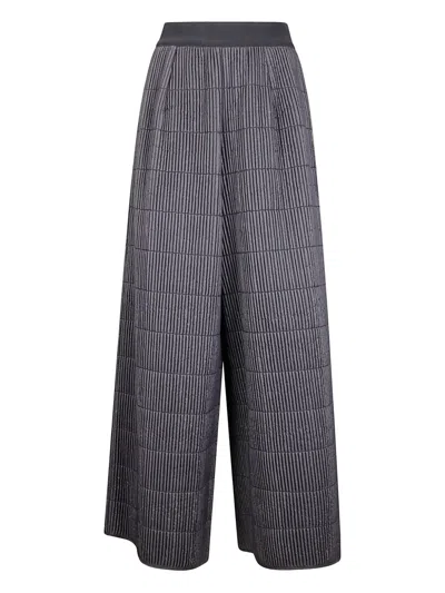 Maria Calderara Wide-leg Trousers With Textured Grid Pattern In Gray