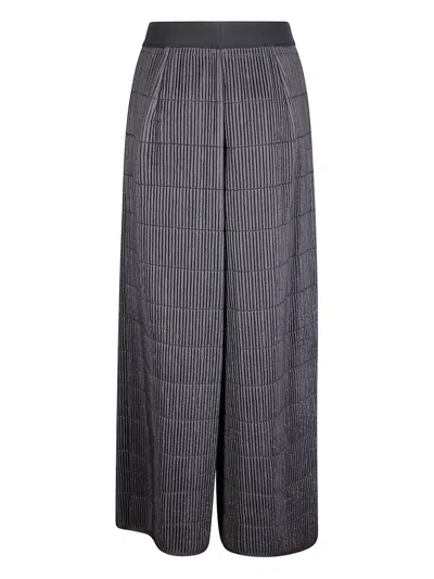 Maria Calderara Wide-leg Trousers With Textured Grid Pattern In Gray