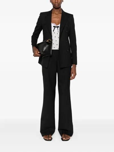 Tagliatore Double-breasted Tailored Blazer In Black Wool Blend In Black