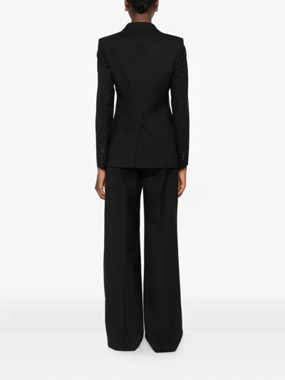 Tagliatore Double-breasted Tailored Blazer In Black Wool Blend In Black