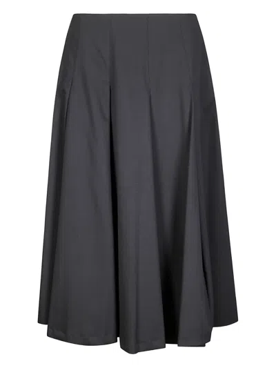 Stefano Mortari Black Flared Skirt With Low Pleats In Gray