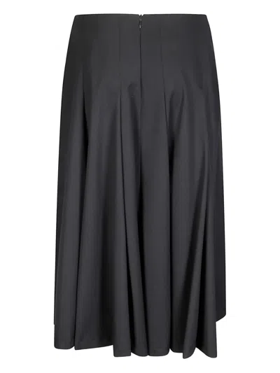 Stefano Mortari Black Flared Skirt With Low Pleats In Gray