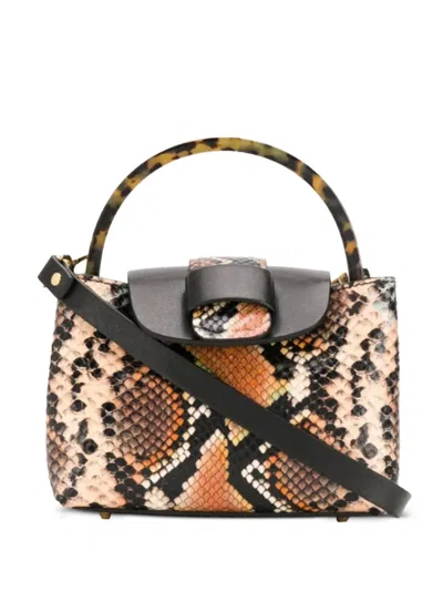 Nico Giani Myria Python-print Top-handle Cross Body Bag In Brown