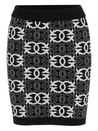 Pinko Jacquard Knit Mini Skirt In Black