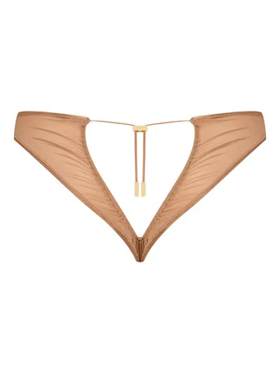 Maison Close Open-back Briefs In Brown