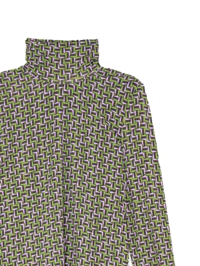 Maliparmi Geometric-pattern Turtleneck Top In Gray