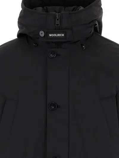 Woolrich Black Stretch Nylon Down Jacket In Black