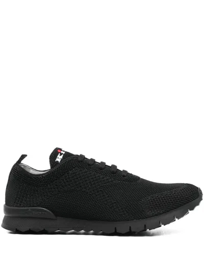Kiton Fitb Mesh Sneakers Rubber Sole Pull Tab In Black