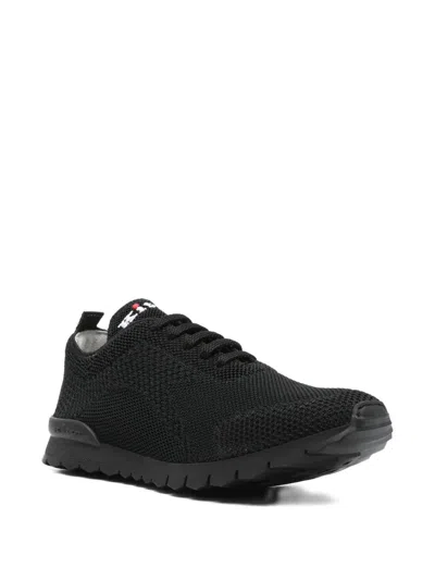 Kiton Fitb Mesh Sneakers Rubber Sole Pull Tab In Black