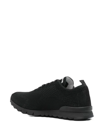 Kiton Fitb Mesh Sneakers Rubber Sole Pull Tab In Black