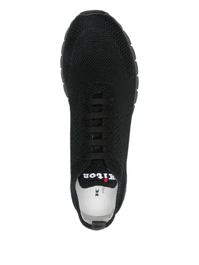 Kiton Fitb Mesh Sneakers Rubber Sole Pull Tab In Black