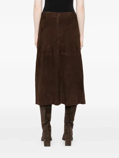 绒面皮A字中长半身裙