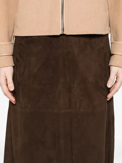 绒面皮A字中长半身裙