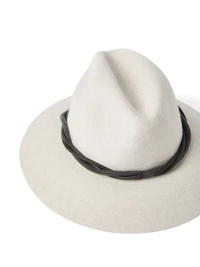 Brunello Cucinelli Felt Fedora In White