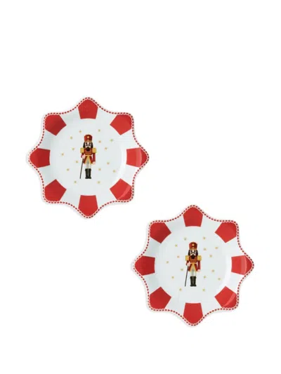 Hutschenreuther Nutcracker Star-shaped Plates (set Of Two) In White