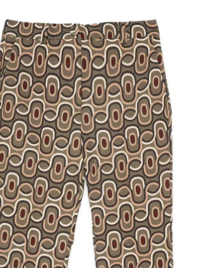 Maliparmi Geometric-pattern Flared Trousers In Brown