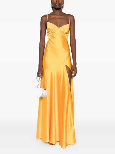 Roserry Cross-back Split Maxi Dress In Yellow