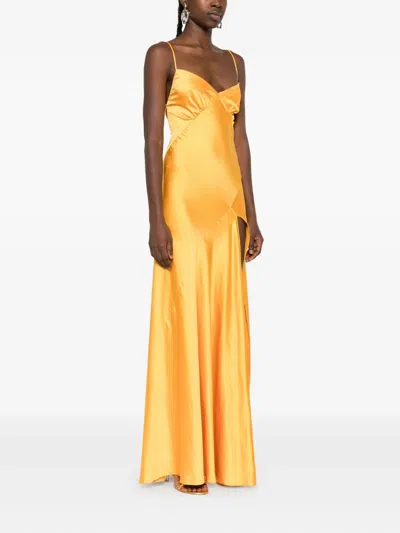 Roserry Cross-back Split Maxi Dress In Yellow