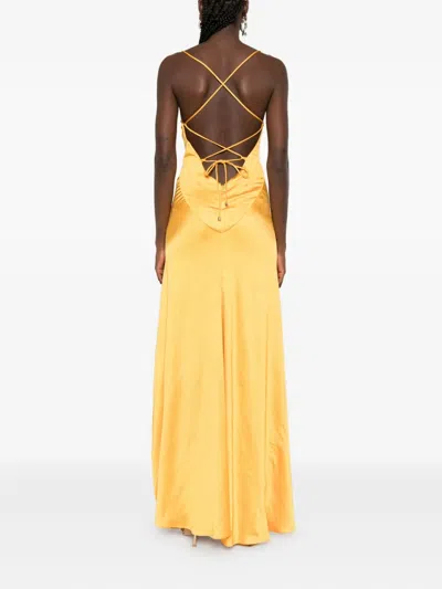 Roserry Cross-back Split Maxi Dress In Yellow