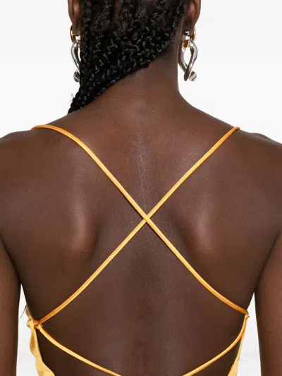 Roserry Cross-back Split Maxi Dress In Yellow