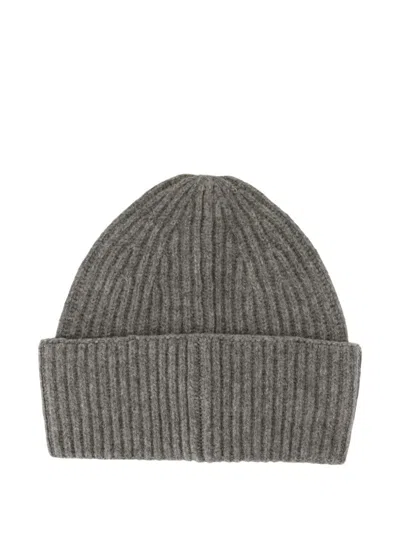 Samsoe & Samsoe Ribbed Wool Beanie In Gray