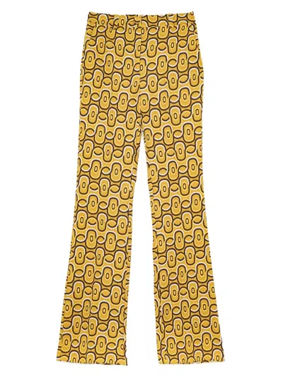 Maliparmi Geometric-pattern Flared Trousers In Yellow