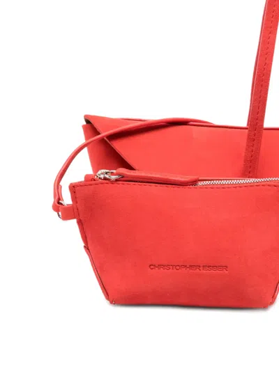 Christopher Esber Mini Gondola Suede Tote Bag In Red